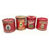 Four Vintage Tobacco Cans: Prince Albert, Union Le