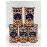 5 Vintage Mission Orange Drink Cans With Bank Slot