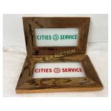 ï¿½Cities Serviceï¿½ Glass Pump Inserts with Wooden Fr