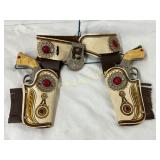 Vintage Toy Cap Guns with Tooled Leather Holsters