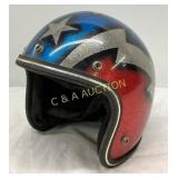 Red, Blue, and Silver Sparkle Motorcycle Helmet wi