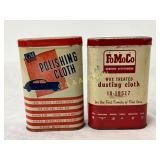 Two Vintage Automotive Cloth Tins: GM Polishing Cl