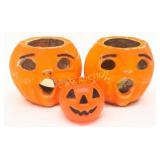 Three Early Halloween Pumpkins: Two Paper Mache, O