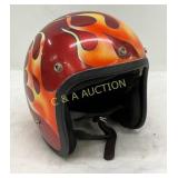 Retro-Style Open-Face Motorcycle Helmet with Flame