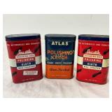 Three Vintage Wax-Treated Polishing Cloth Tins, In