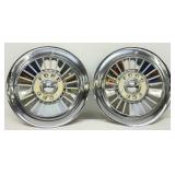 Ford Hubcaps with Chrome and Cream Spoke Design