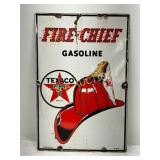 Texaco Fire-Chief Gasoline Porcelain Sign, 12 x 18