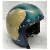 Two-Tone Blue and Gold Motorcycle Helmet, 9in by 1