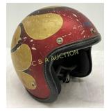 Pro-Tec Open-Face Helmet With Red and Gold Custom