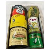 Early Tobacco Cans Featuring Various Brands