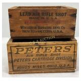 Two Wooden Air Rifle Shot Ammo Boxes by Winchester