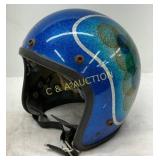 Blue Sparkle Open-Face Helmet with Interior Labels