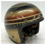 Gold and Black Striped Open-Face Motorcycle Helmet