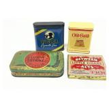 Four Collectible Tobacco Cans, Including Lucky Str