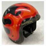 Black and Red Flame-Pattern Motorcycle Helmet, 9in