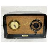 Regal Tabletop Radio Clock with Burlap Speaker Fro