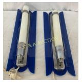Blue and Chrome Wall-Mount Vanity Light Fixtures,