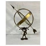 Art Deco 30-Inch Metal Atlas Armillary Sphere Scul