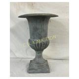 Cast Metal Garden Urn with Decorative Lip, 24 Inch