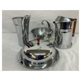 Chrome-Plated Art Deco-Style Serving Set, 3in to 9