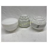 Three White Glass Ceiling Light Shades, Including