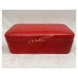 Vintage Red Metal Lunchbox with Thermos, 18x6