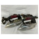 Two Vintage Electric Irons with Bakelite Handles,