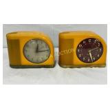 Art Deco Electric Clocks with Yellow Bakelite Hous