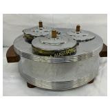 Chrome Electric Food Warmer With Wooden Handles an