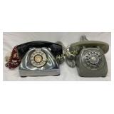 Rotary Dial Telephones: Chrome and Gray Models wit