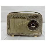 Mid-Century Portable Radio with Woven Textured Ext