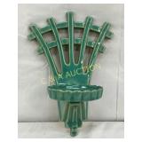Green Glazed Ceramic Wall-Mounted Planter, 7in x 1