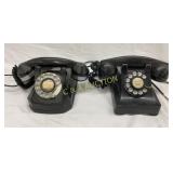 Rotary Dial Black Bakelite Telephones with Cords