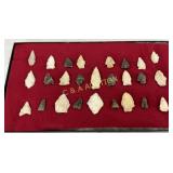 Early Stone Arrowheads, 1in to 2in, in Display Cas
