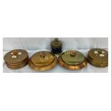 Brass and Glass Covered Containers, Including Deco