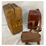 Three Vintage Case Items: Leatherette Radio Case,