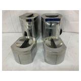 Four Kromex Aluminum Canisters with Black Knobs an