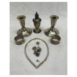 Sterling Items Including Candlesticks, Napkin Ring