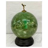 Green Marbled Glass Decanter Set with Lid and Six