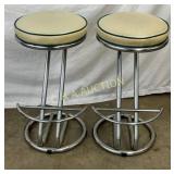 Chrome and Vinyl Upholstered Stools, 27in Tall