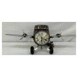 Airplane-Themed Electric Clock with Chrome Accents