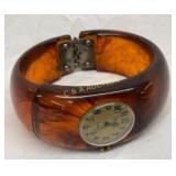 DeVecchi 17-Jewel Lucite Hinged Bracelet Watch