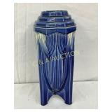 14in French Art Deco Style Blue Glazed Ceramic Vas