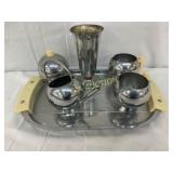 Chrome-Plated Tea and Coffee Serving Set with Tray