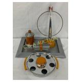 Art Deco Chrome and Bakelite Smoking Set with Tray