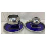 Metal and Glass Decorative Orbs with Cobalt Blue B