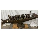 Heavy Metal Statue of a Fish Boat With Detailed Fi
