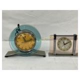 Two Vintage Clocks with Glass and Metal Frames, 6i
