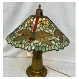 Stained Glass Dragonfly Lamp with 20-Inch Shade an