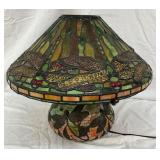 Tiffany-Style Stained Glass Lamp with Dragonfly Mo